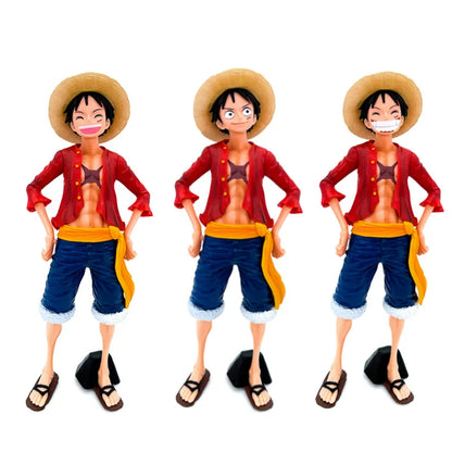 28cm One Piece Straw Hat Monkey D. Luffy Anime Figure (3 Form Faces)