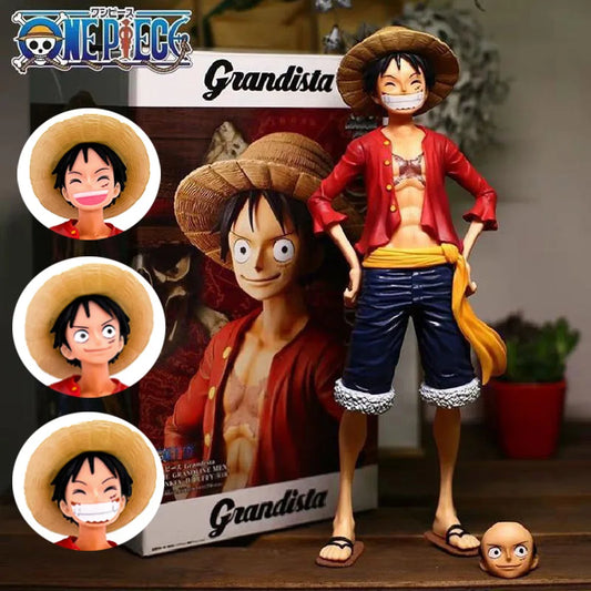 28cm One Piece Straw Hat Monkey D. Luffy Anime Figure (3 Form Faces)