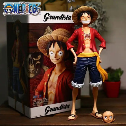 28cm One Piece Straw Hat Monkey D. Luffy Anime Figure (3 Form Faces)